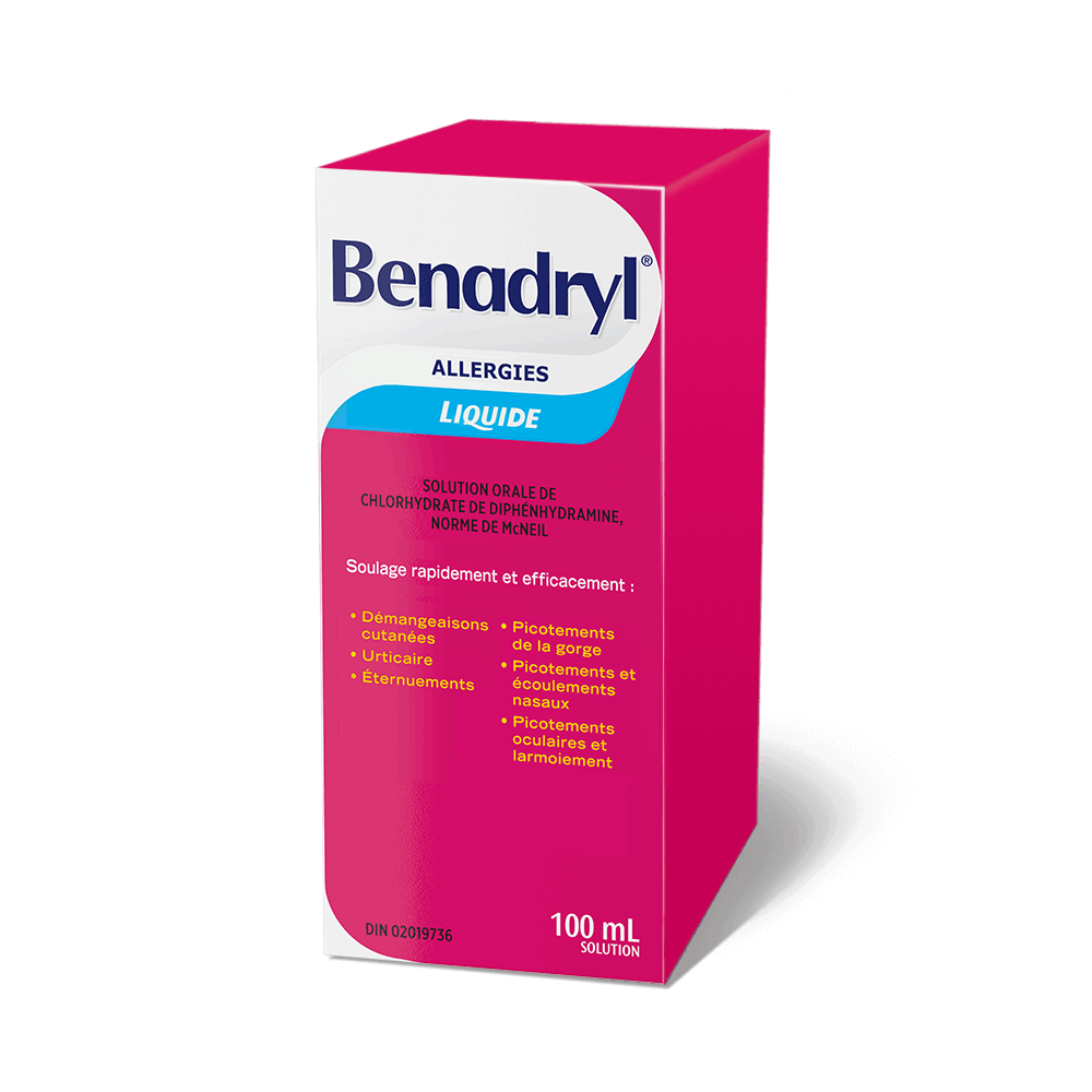 Flacon d'élixir de l'antiallergique liquide Benadryl