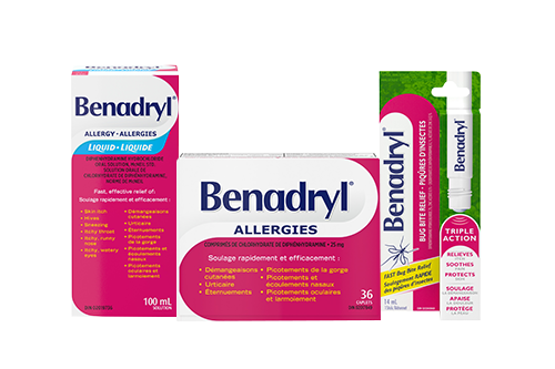 Un groupe de produits Benadryl