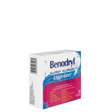 Boîte de capsules Benadryl Liqui-Gels Allergies