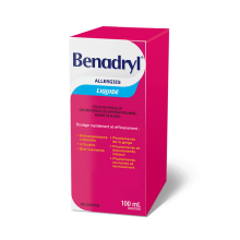 Flacon d'élixir de l'antiallergique liquide Benadryl