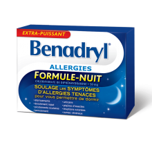 Médicament antiallergique Benadryl Extra-puissant pour la nuit