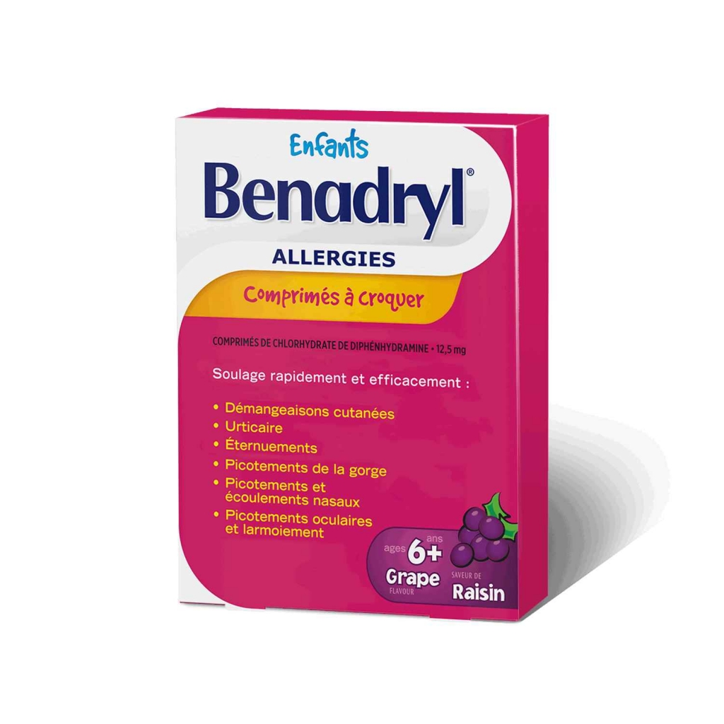 Comprimés à croquer de Benadryl Allergies pour enfants - Saveur de raisin